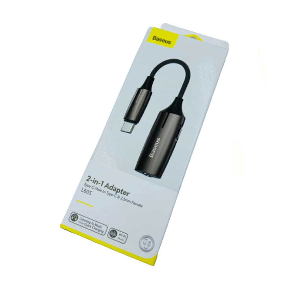 ตัวแปลงหูฟัง Baseus รุ่น 2ni1 Adapter type-c male to type-c &3.5mm female (L6OS)