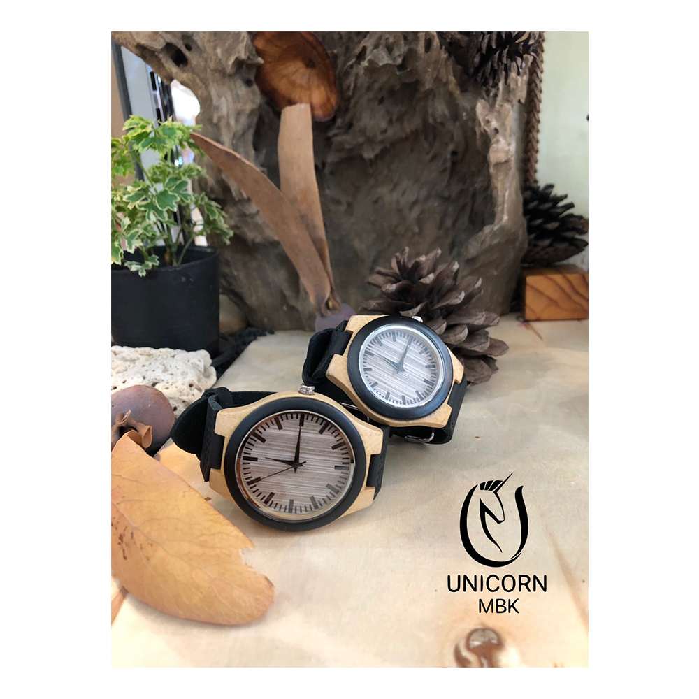 นาฬิกาแฟชั่น Couple Natural Wooden watches (Leather strap) 
